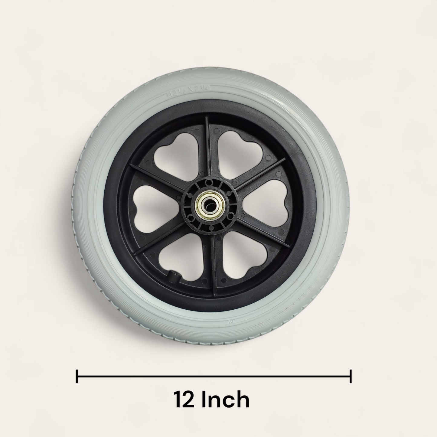 12 inch Rear Mag Wheel with Bearing for Wheelchairs (Pack of 2) | PU hub with solid flat proof tyre | Wheel replacement for Wheelchair, Walkers.