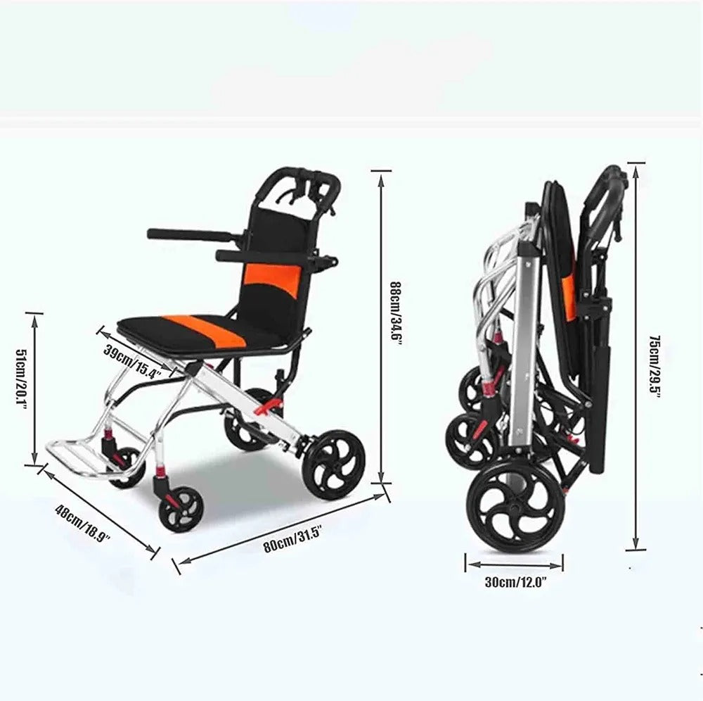 MobilityKart Lightweight Compact Folding Easy to Carry Transit Wheelchair Lightweight Aluminum Folding wheelchairs Ultra Lightweight Folding Transit Wheelchair CureClouds