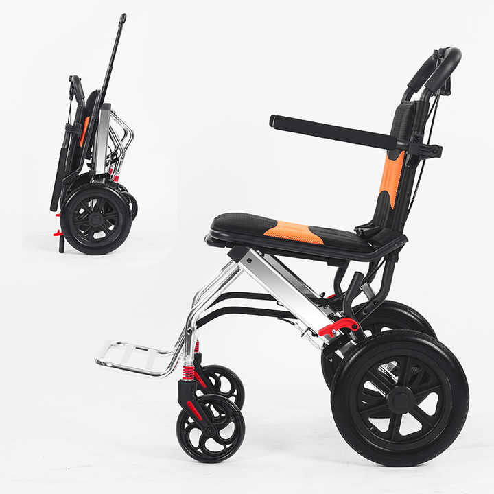 MobilityKart Lightweight Compact Folding Easy to Carry Transit Wheelchair Lightweight Aluminum Folding wheelchairs Ultra Lightweight Folding Transit Wheelchair CureClouds