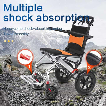 MobilityKart Lightweight Compact Folding Easy to Carry Transit Wheelchair Lightweight Aluminum Folding wheelchairs Ultra Lightweight Folding Transit Wheelchair CureClouds