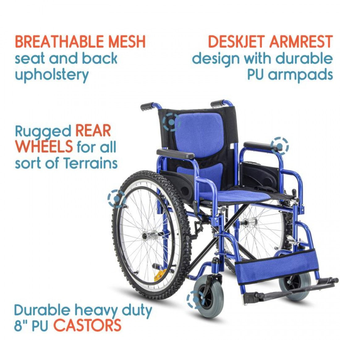 Heavy Duty Deluxe Wheelchair - Cure Clouds -null