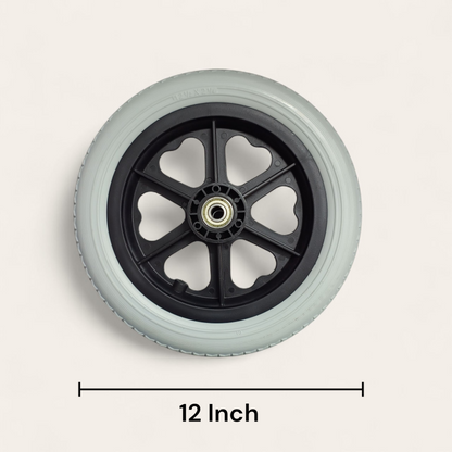12 inch Rear Mag Wheel with Bearing for Wheelchairs (Pack of 2) | PU hub with solid flat proof tyre | Wheel replacement for Wheelchair, Walkers.