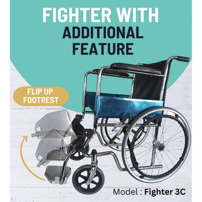 Karma Fighter 3C Wheelchair with Flip-Up Footrests - Cure Clouds -null