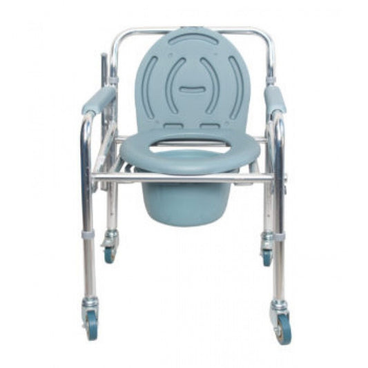 Karma Rainbow-11 Foldable Aluminium Commode Chair with Wheels - Cure Clouds -null