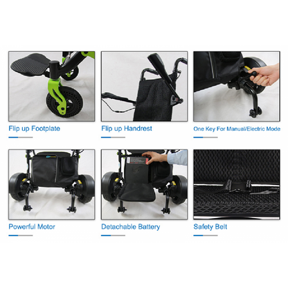 Ultralight Portable Compact Folding Easy to Carry Airplane Power Wheelchair - Cure Clouds -null