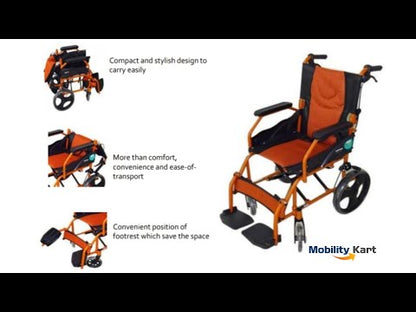 Karma Aurora 5 Folding Wheelchair | Lightweight Aluminium Frame | Suitable for Travelling Purpose | With Carry Bag