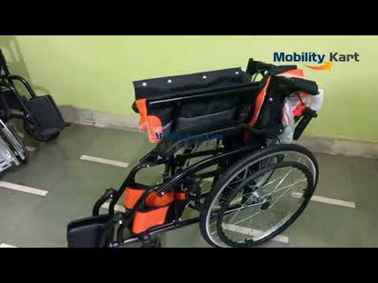 Light Weight Compact Foldable Wheelchair with Flip-up Armrest & Footrest