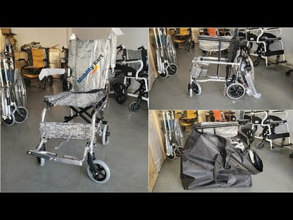 Ultra Lightweight Compact Folding Transit Wheelchair with Traveling Bag Grey