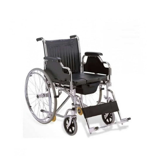 Foldable U Cut Commode Wheelchair with Flip-up Armrest & Detachable Footrest CureClouds